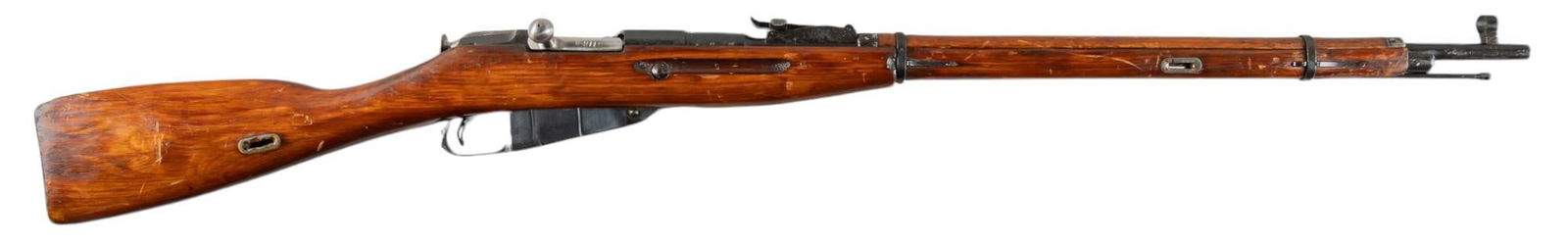Pre-WWII Tula Mosin-Nagant M91/30 7.62x54R Rifle: Serial: RMN0102412 Manufacturer: Tula Arsenal-Russia (c. 1935) / PW Arms Model: M91/30 Caliber: 7.62x54R Barrel length: 28.5 in. OAL: 48.5 in. Condition: Fair; wood stock & forend have moderate we