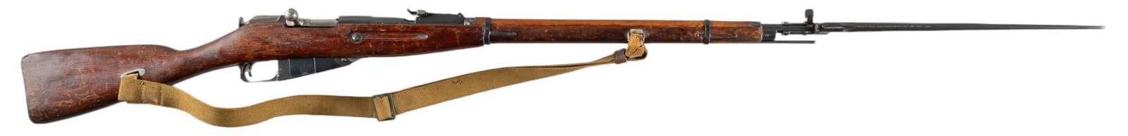 Pre-WWII Tula Mosin-Nagant M91/30 7.62x54R Rifle W/ Bayonet: Serial: RMN0100394 Manufacturer: Tula Arsenal-Russia (c. 1933) / PW Arms Model: M91/30 Caliber: 7.62x54R Barrel length: 28.5 in. OAL: 48.5 in. Condition: Good; wood stock & forend have moderate we
