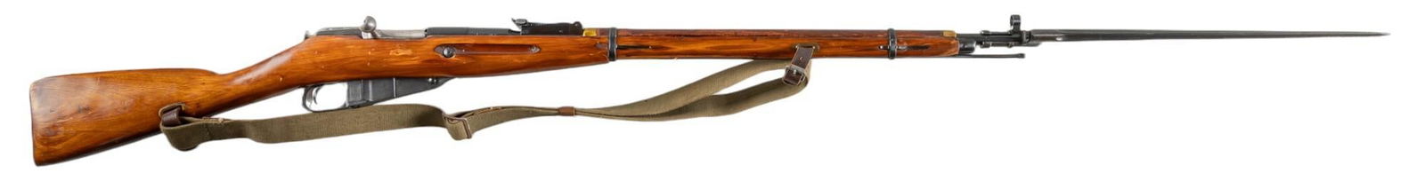WWII Izhevsk Mosin-Nagant M91/30 7.62x54R Rifle W/ Bayonet: Serial: 9130427998 Manufacturer: Izhevsk Arsenal-Russia (c. 1943) / CAI Model: M91/30 Caliber: 7.62x54R Barrel length: 28.5 in. OAL: 48.5 in. Condition: Good; wood stock has light to moderate wear com