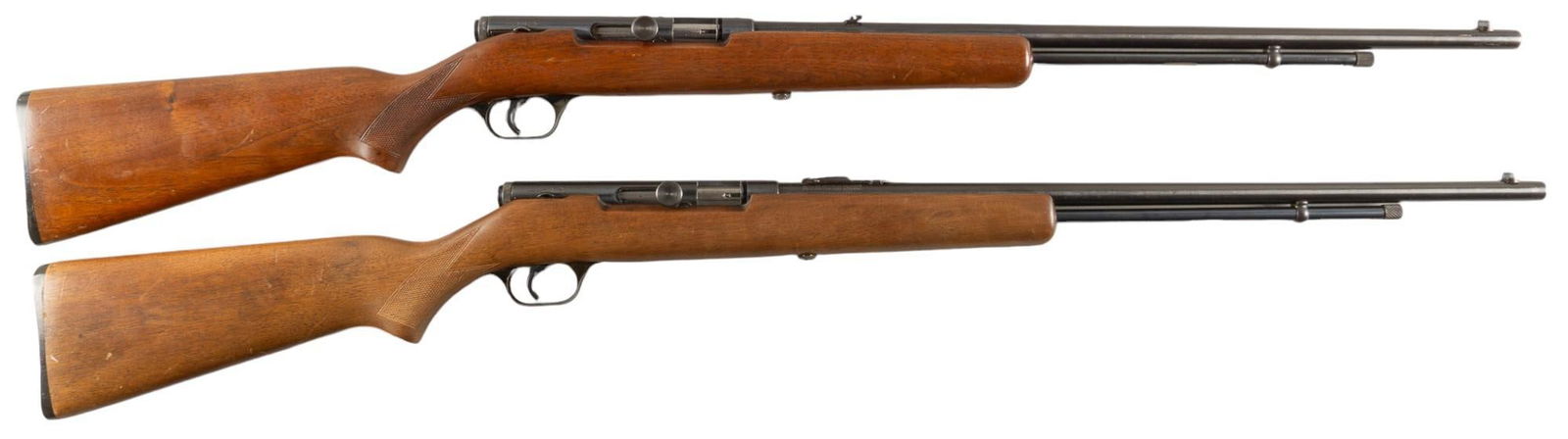 Pair of Savage Model 6A 22 LR Semi Auto Rifles: Serial: NSN Manufacturer: Savage Arms Corp. Model: 6A Caliber: 22 LR Barrel length: 24 in. OAL: 44.25 in. Condition: Good; both have light handling marks & some spots of light rust; both bores ar