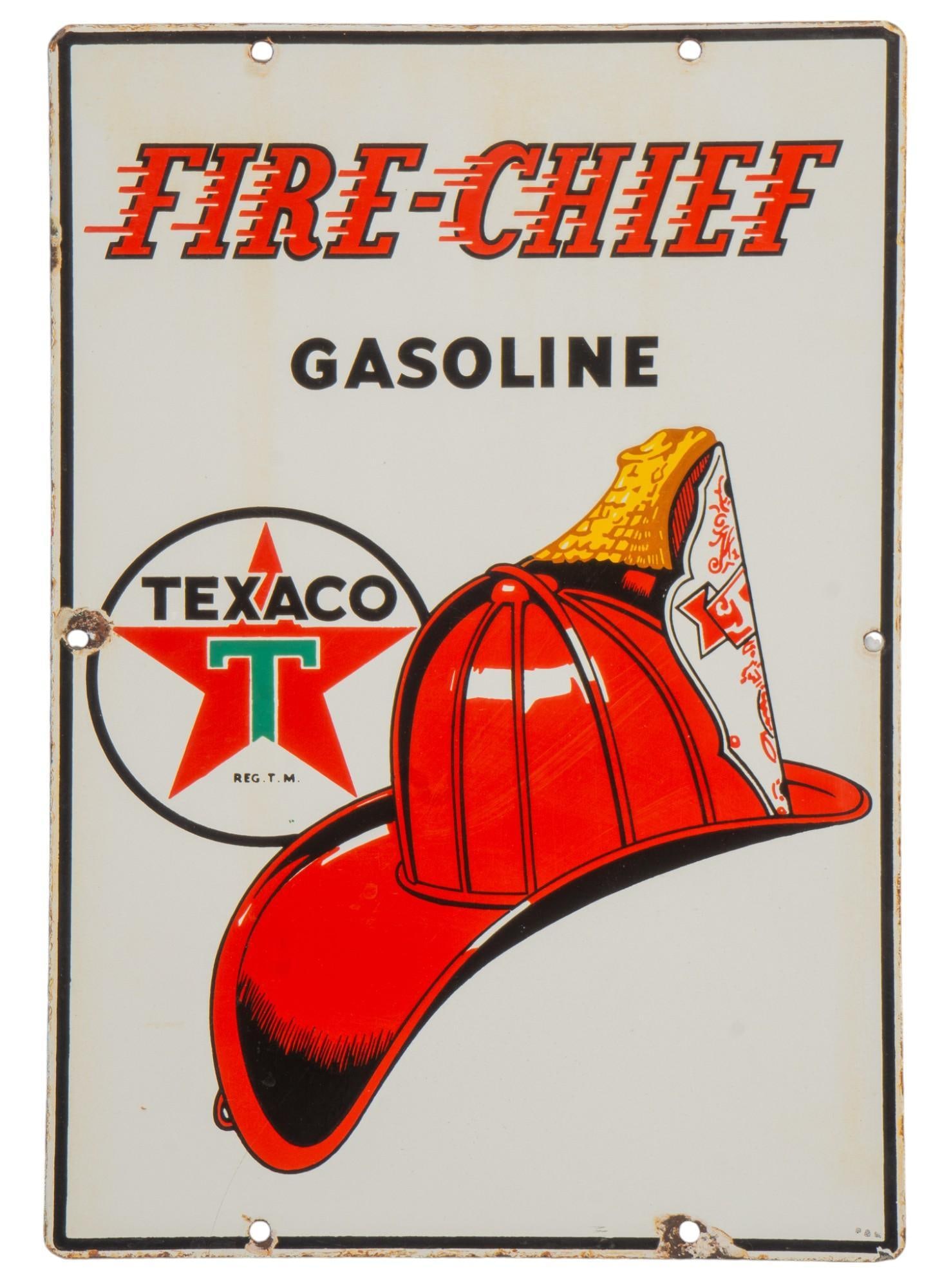 P & M (CAN) Texaco Fire Chief Gasoline Porcelain Sign (1 of 7)