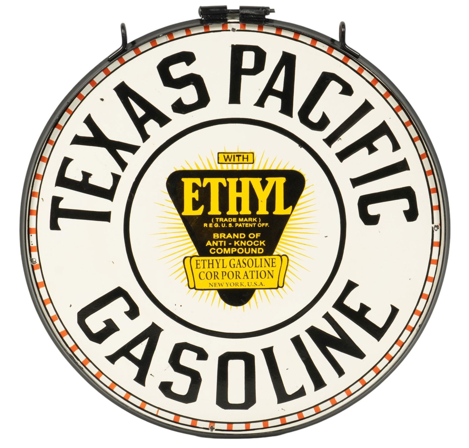 Texas Pacific Gasoline with Ethyl Porcelain Sign (1 of 4)