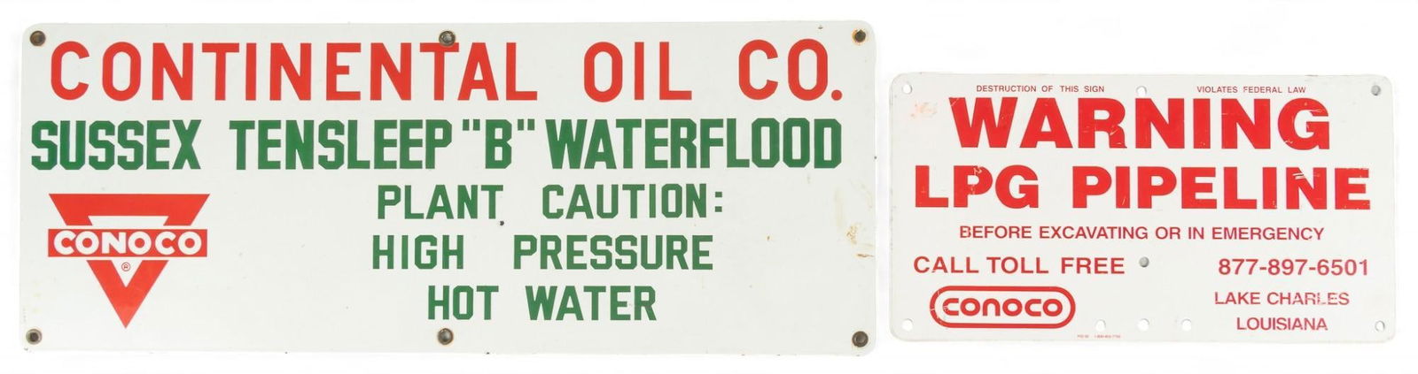 Pair Continental Oil Co. and Warning LPG Pipeline Signs (1 of 7)