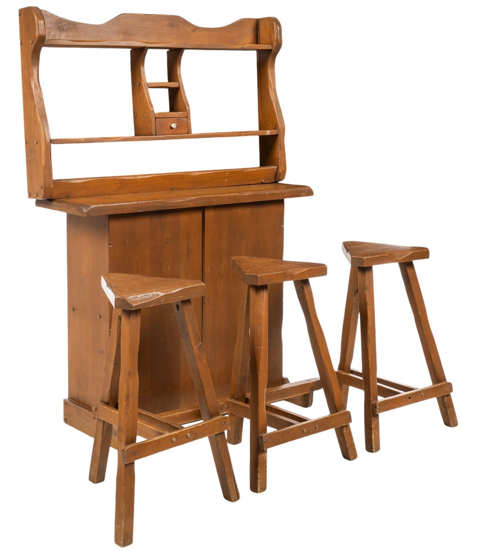 Wood Bar and Set of (3) Barstools (1 of 8)