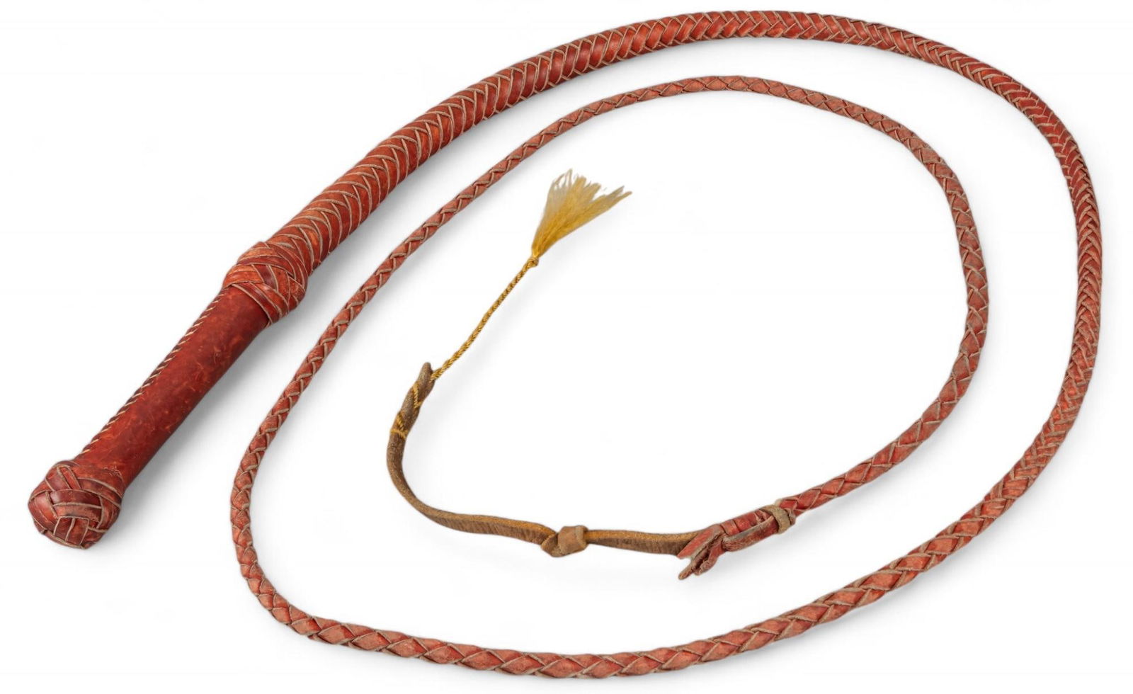 Mexican Red Braided Leather Whip (1 of 7)