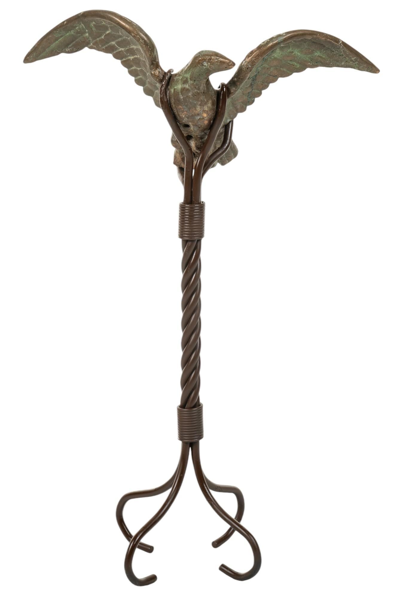 Bronze Eagle Sculpture with Iron Stand (1 of 5)