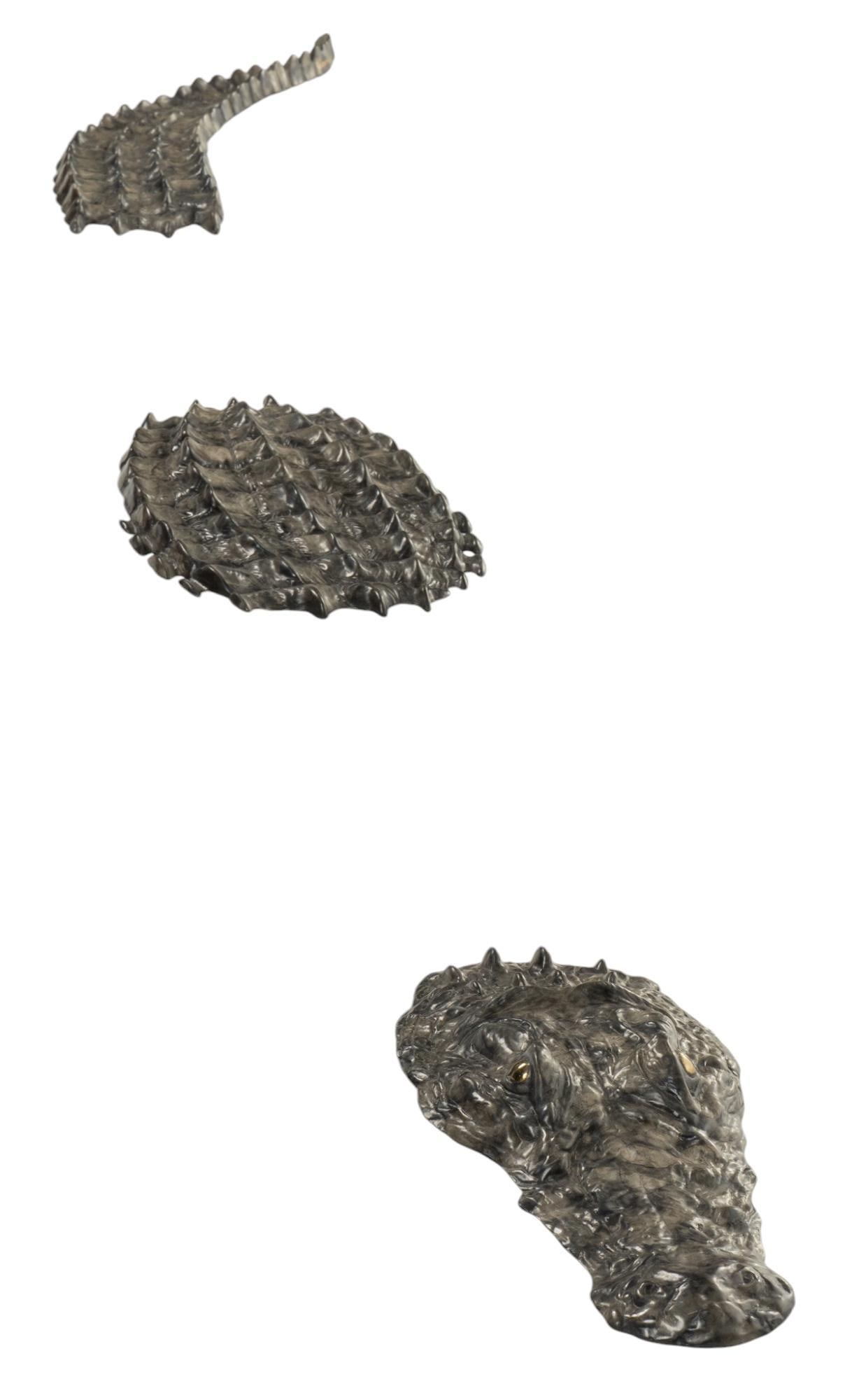 Bronze Alligator Garden Statue, (3) Pieces (1 of 9)