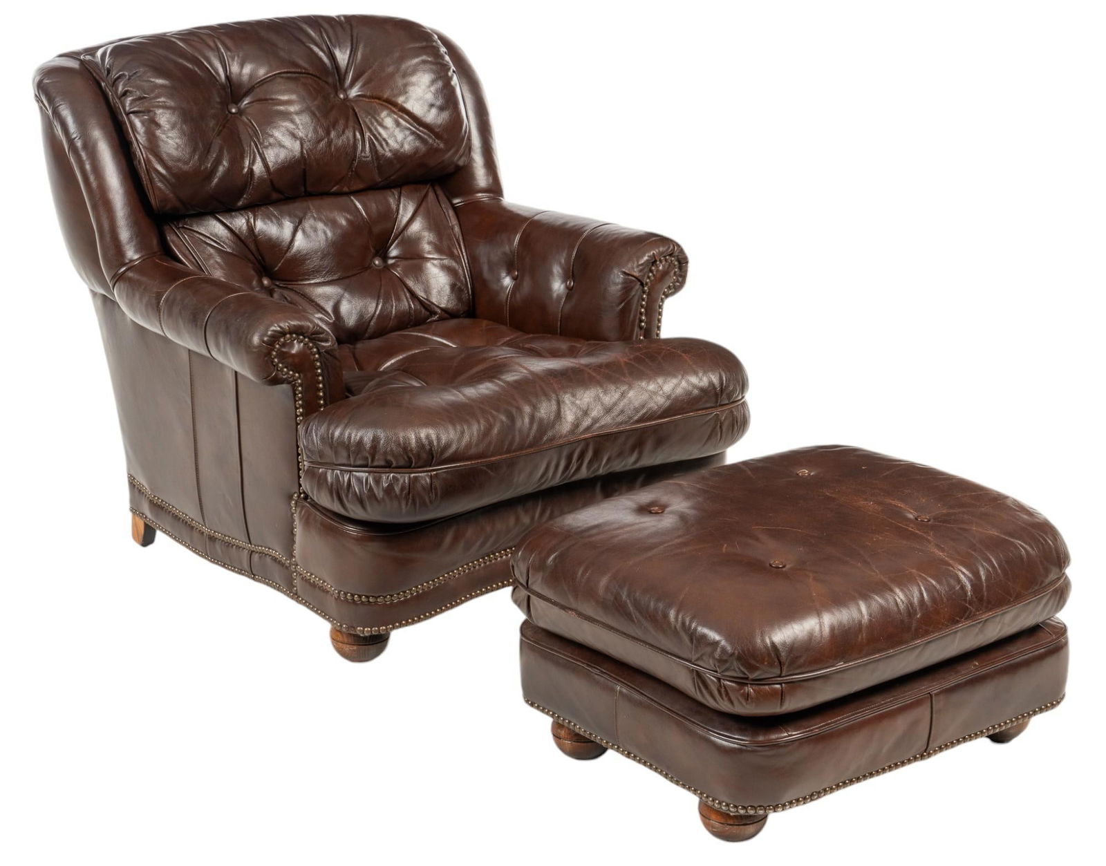 Classic (USA) Leather Armchair and Ottoman (1 of 9)