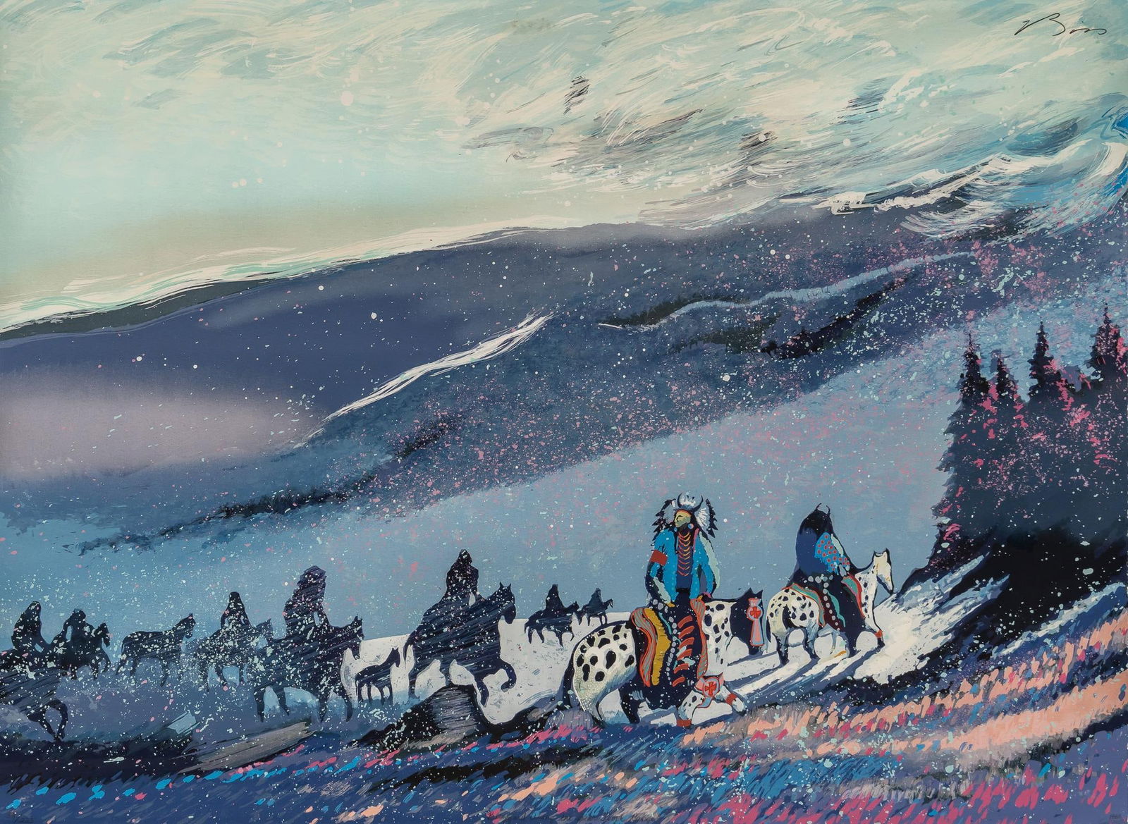 Earl Biss, "blizzzard Along The Bear Tooth Range", Serigraph Auction