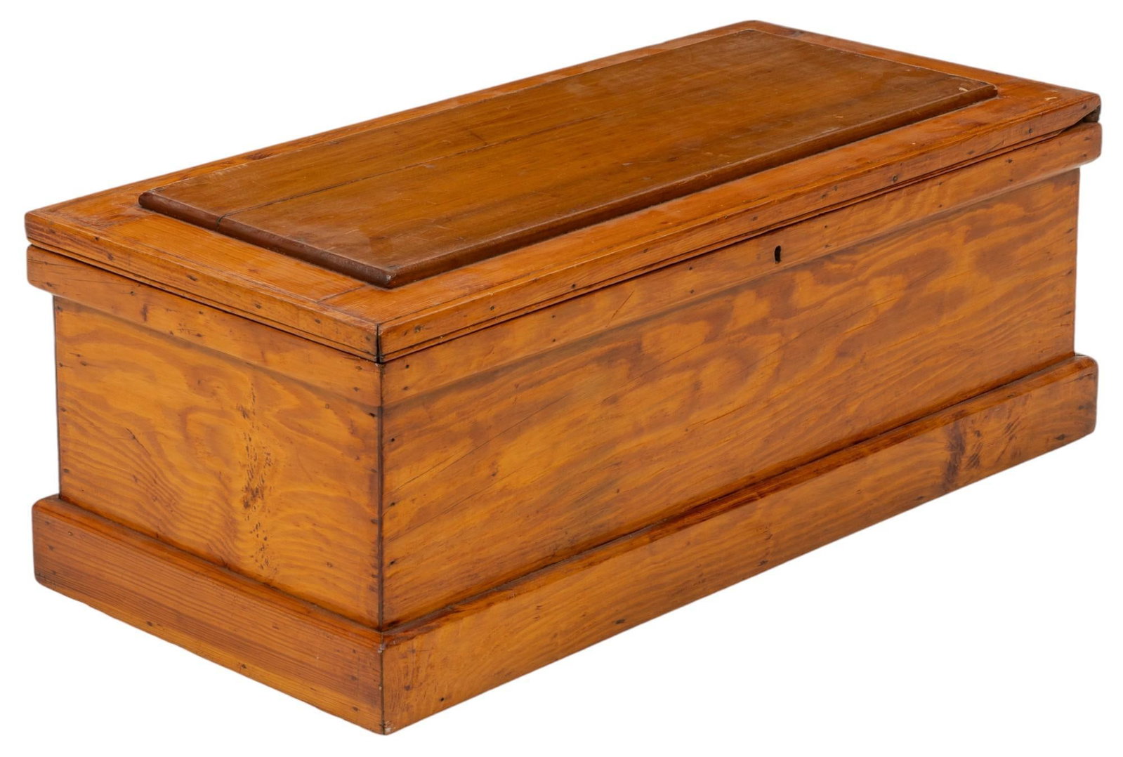 Wooden Chest: Wooden chest with chain support on both sides height 12 in. x width 33 in. x depth 15.5 in. Provenance: Property from the home of a San Antonio, Texas lady Shipping available for this lot through our 