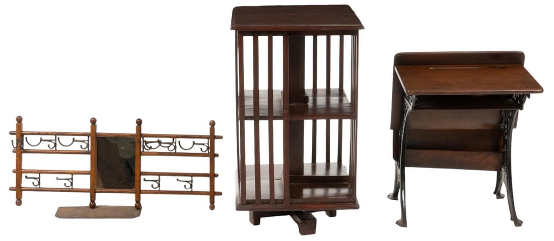 Wooden Desk, Bookcase, and Wall Hanging Mirror (1 of 7)