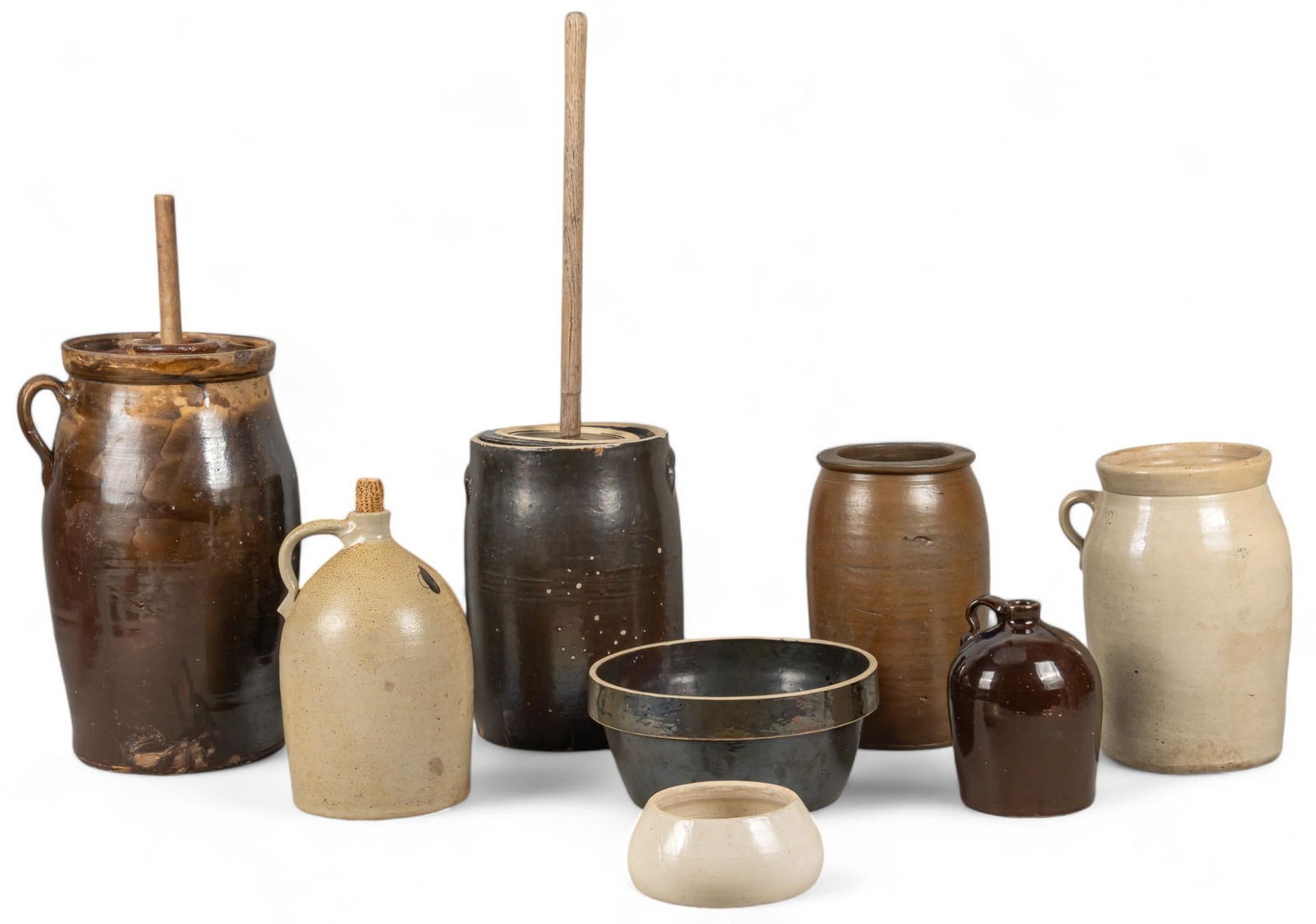 Group of (8) Early Stoneware Pottery Examples (1 of 15)