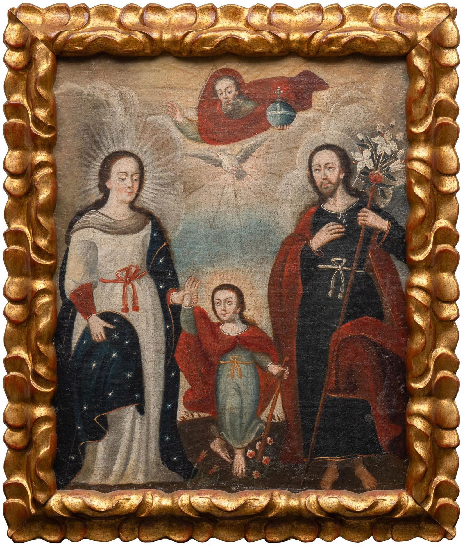 Spanish Colonial Cusco School, Holy Family, Oil Painting (1 of 4)