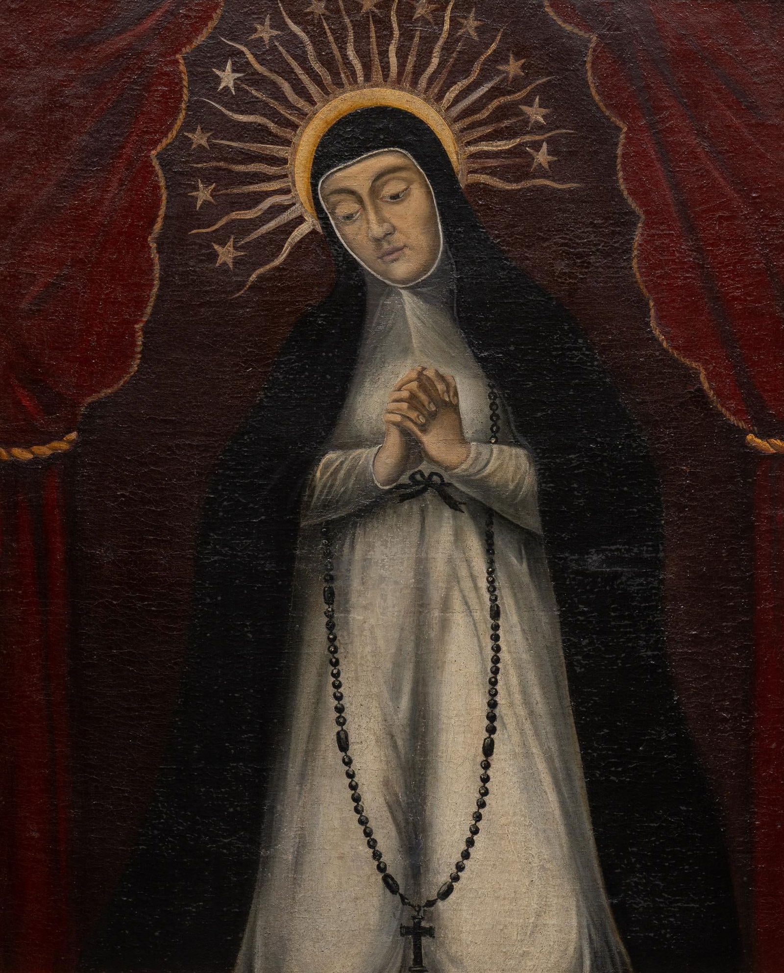 17th C. Peruvian Virgin of Sorrows, Oil Painting (1 of 4)