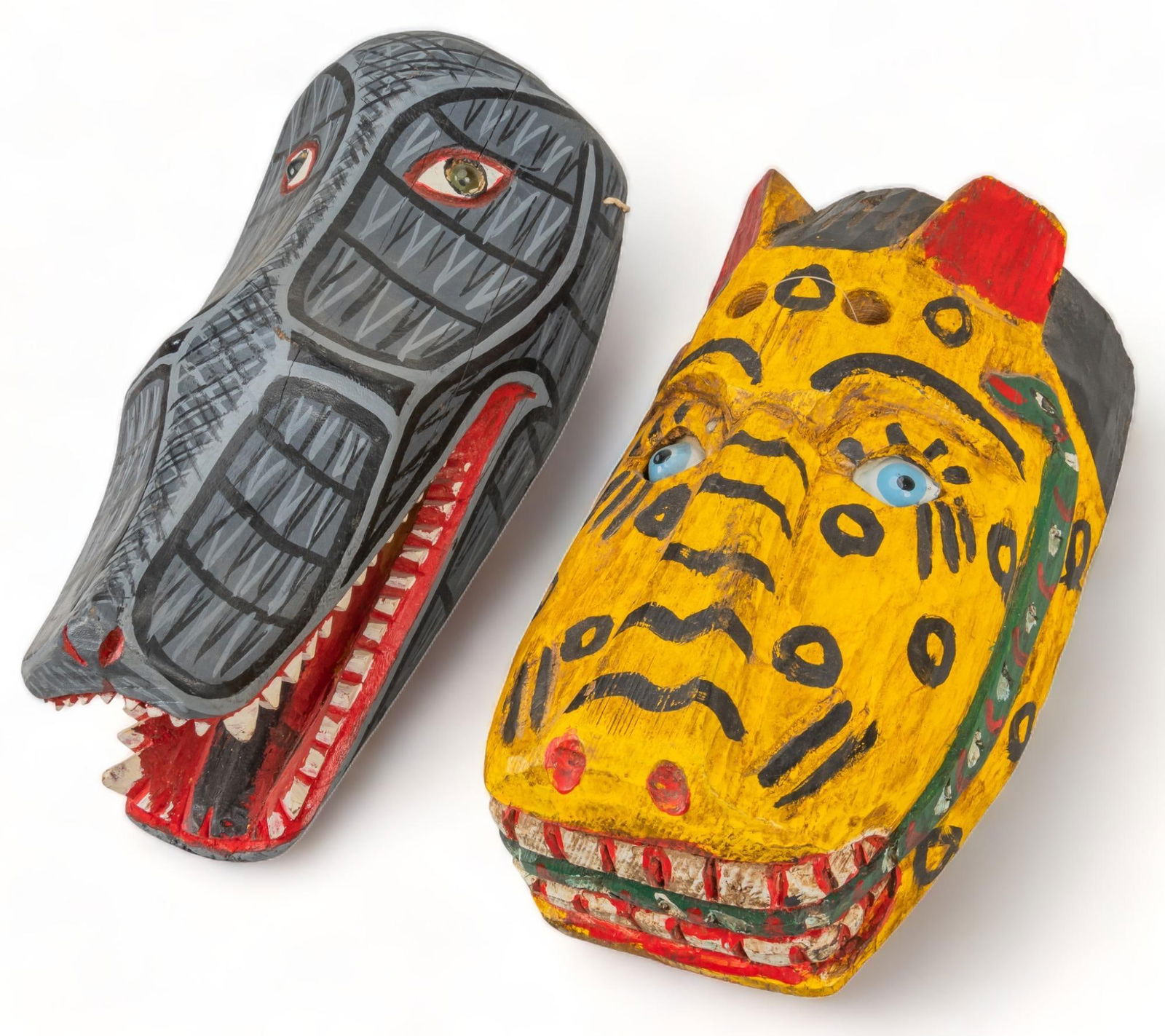 (2) Carved Mexican Folk Art Masks (1 of 4)