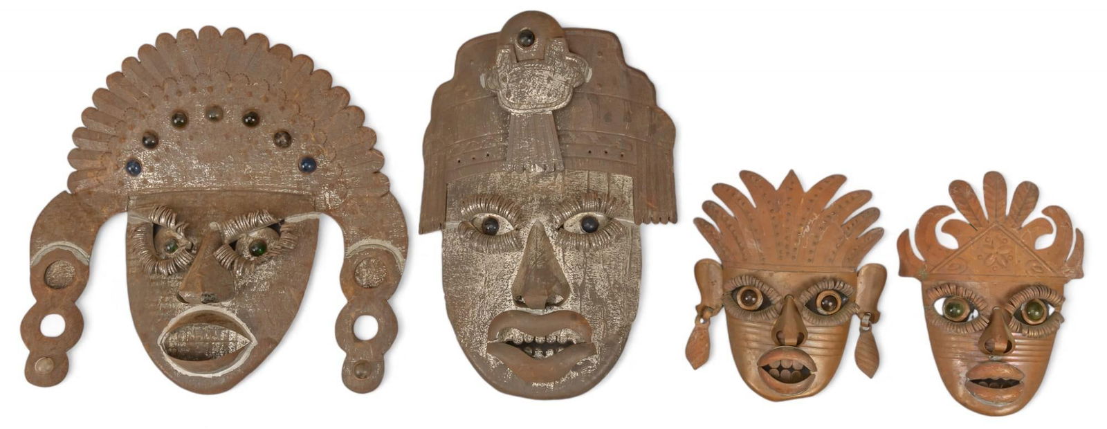 Set of (4) Pre-Columbian Style Tin Masks (1 of 11)