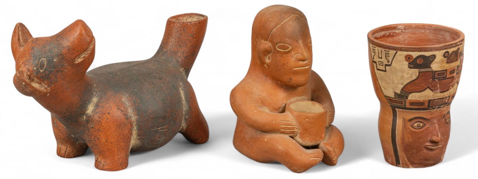 Collection of (3) Mexican Redware Folk Art Sculptures (1 of 9)