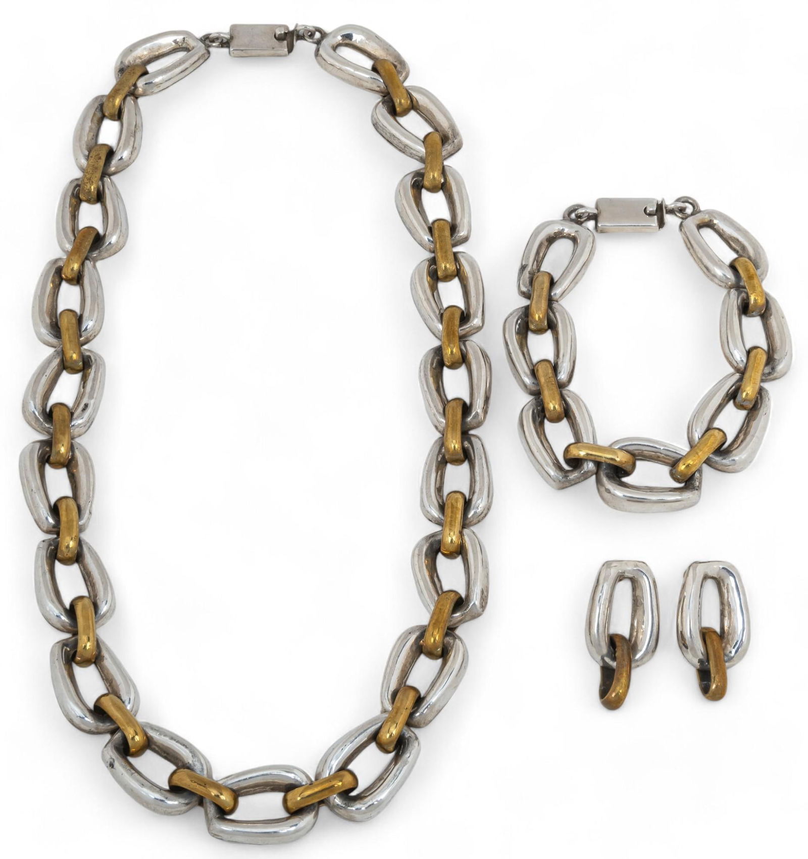 Mexican Sterling Silver Necklace, Bracelet, and Earrings (1 of 7)