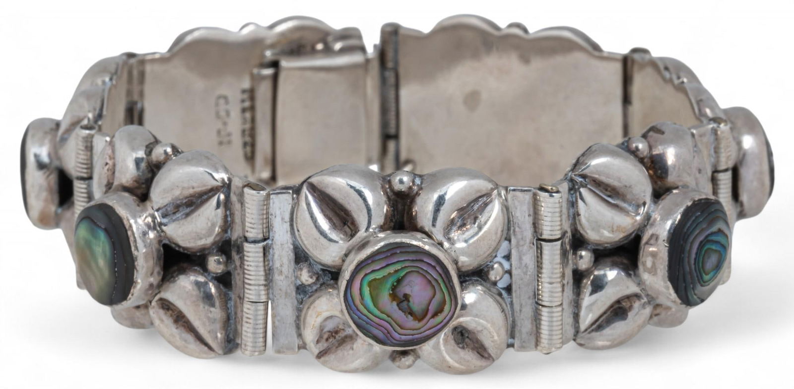 Mexican Sterling Silver and Mother of Pearl Bracelet (1 of 5)