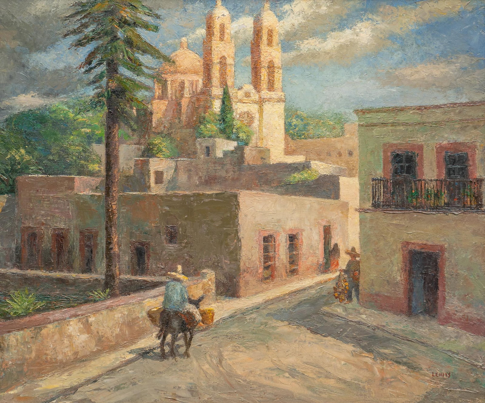 Joan Lewis, "Zacatecas": Joan Lewis, "Zacatecas", oil on canvas sight: 19.5 x 23.5 in., frame: 28 x 32 in. Shipping available for this lot through our partner 4CL; please request a shipping quote at shipping@vogta
