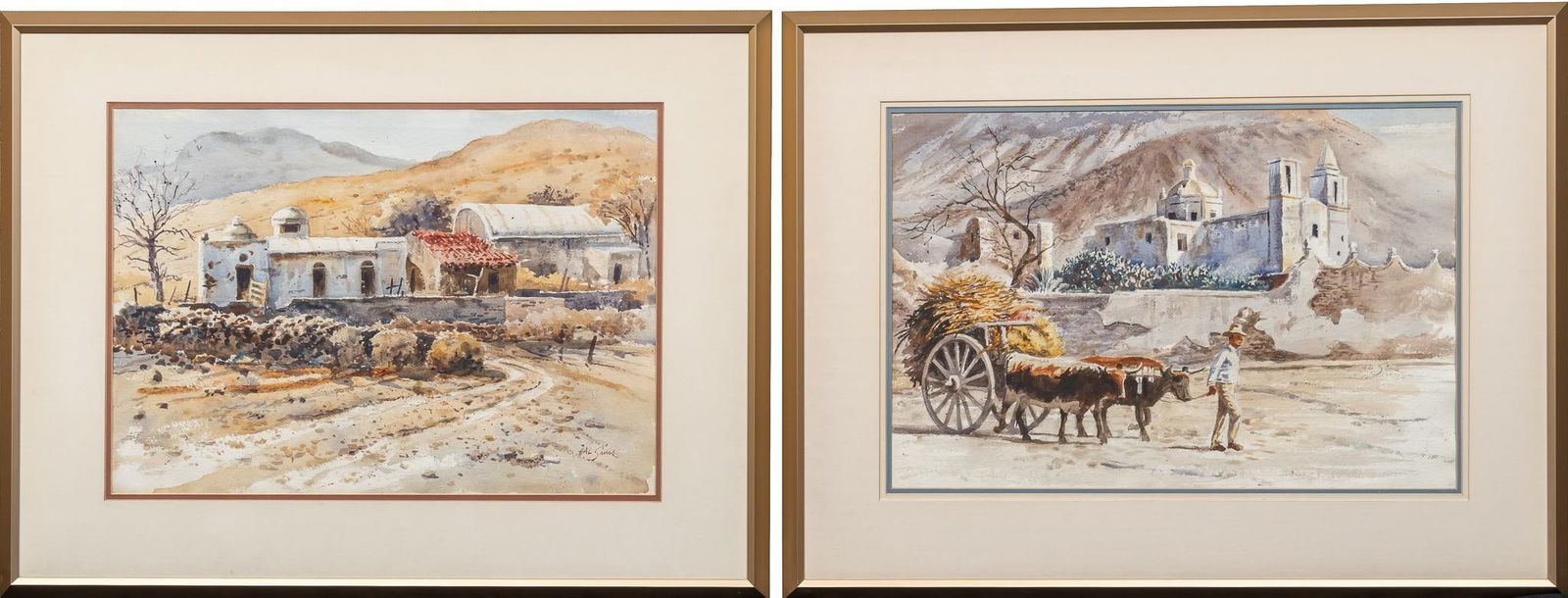 Hal Sims, Pair Mexican Village Scenes (1 of 6)