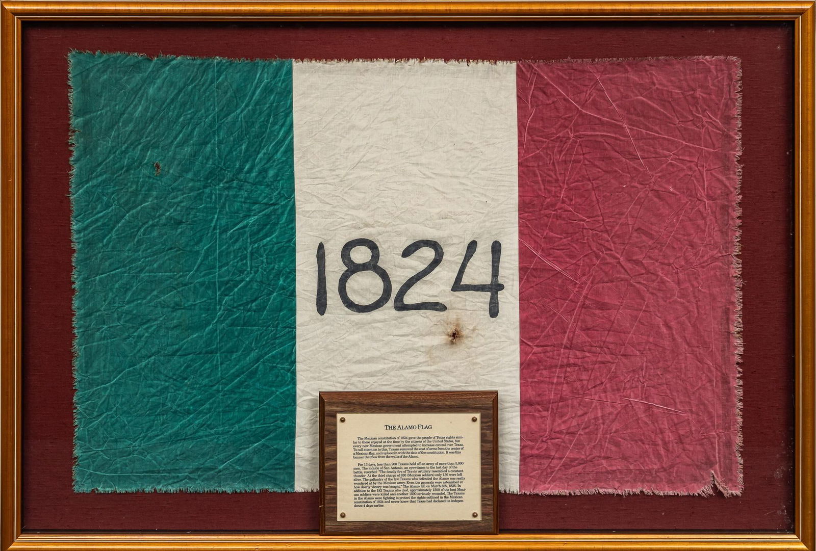 Framed 1824 Alamo Flag and Plaque (1 of 5)