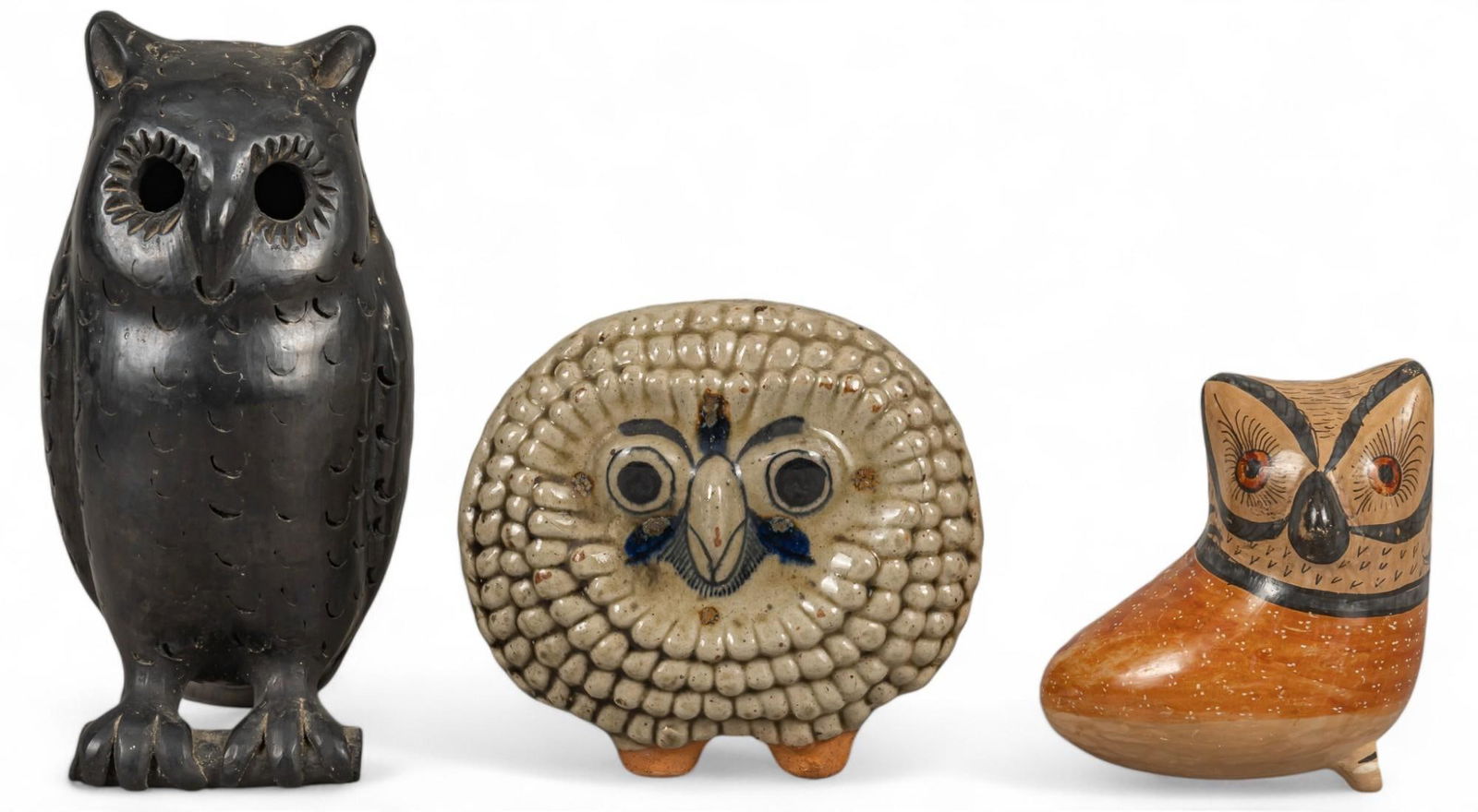 Collection of (3) Mexican Pottery Owls (1 of 9)