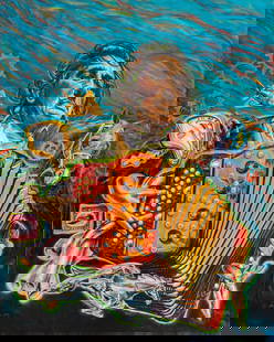 Gilbert Durán | "Dali Gas": Gilbert Durán (San Antonio, Texas, 1947-2023), "Dali Gas" (depicting famed accordion player Flaco JimÃ©nez), 2015, oil on canvas size: 60 x 48 in. Note: Durán painted