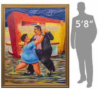 Gilbert Durán | Dancing in Rosario's: Gilbert Durán (San Antonio, Texas, 1947-2023), couple dancing in the original location of Rosario's restaurant (a Southtown San Antonio landmark), 1999, oil on canvas sight: 60 x 48