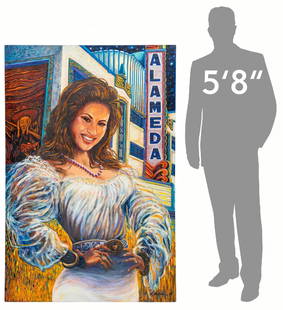 Gilbert Durán | Selena at the Alameda: Gilbert Durán (San Antonio, Texas, 1947-2023) Selena at the Alameda Theatre, 1996, oil on masonite size: 60 x 40 in. Provenance: Property from the Southtown San Antonio, Texas studio of