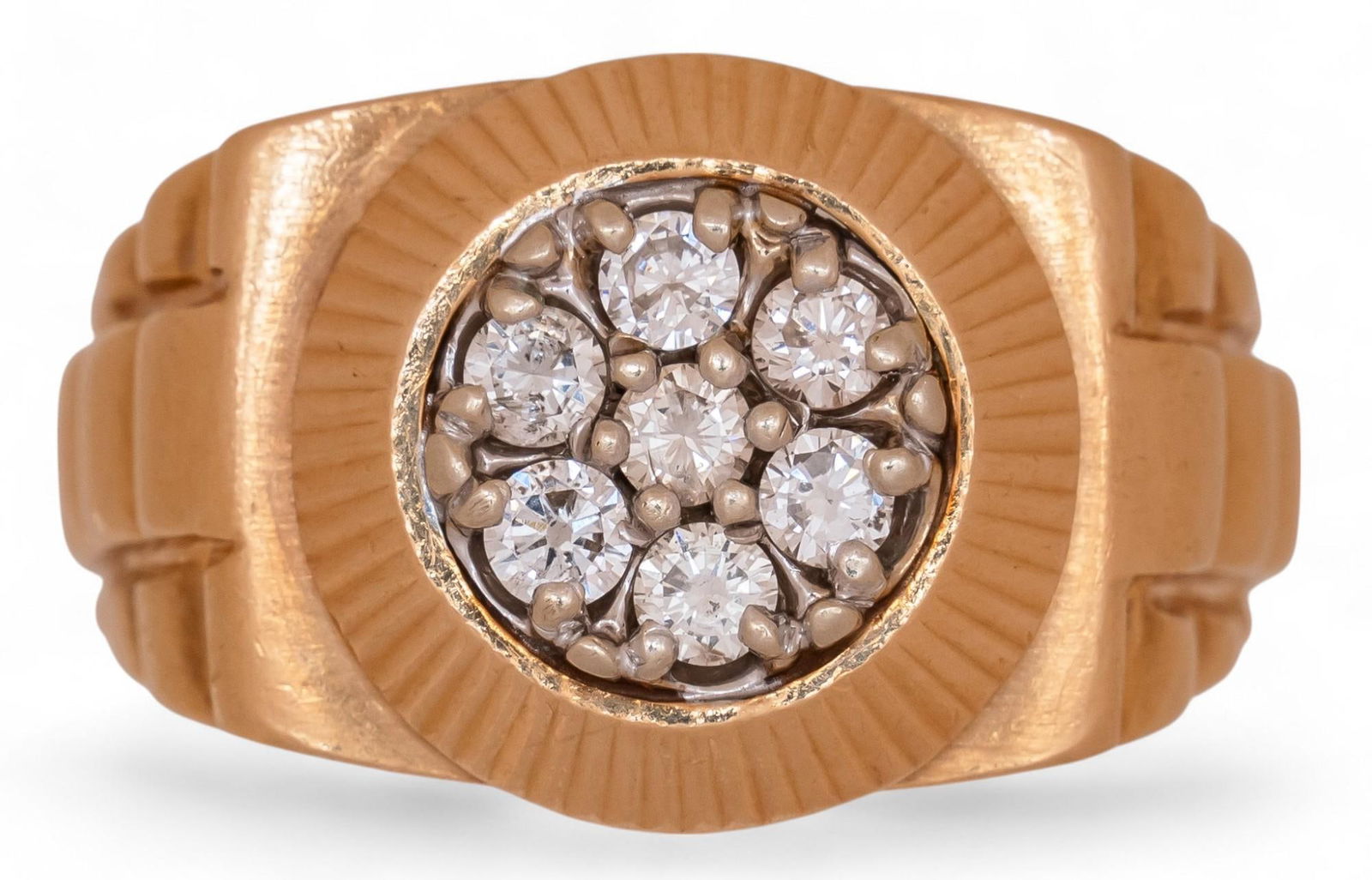 Men's 14K Rolex Design Diamond Cluster Ring (1 of 5)