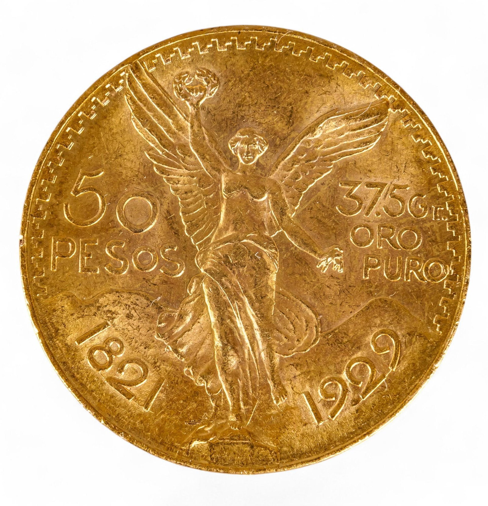 50 Peso Gold Coin: Mexican 50 peso gold coin, 1929 Total weight: 41.1 g Provenance: Property from the collection of an Alamo Heights, Texas estate