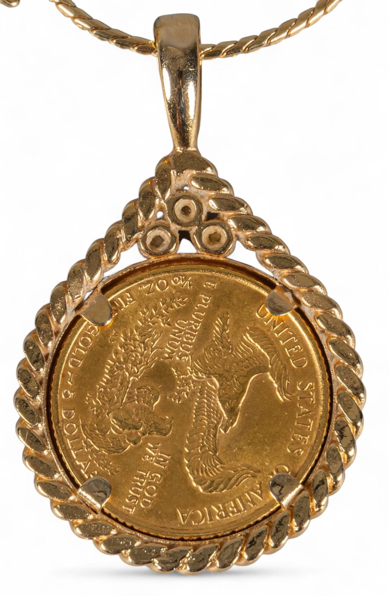 1/10 Gold Eagle Coin Pendant Necklace (1 of 6)
