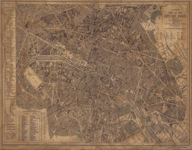 Letts, Son & Co. Map of the City of Paris: Letts, Son & Co. map of the city of Paris sight: 43 x 55.5 in., frame: 49 x 61 in.