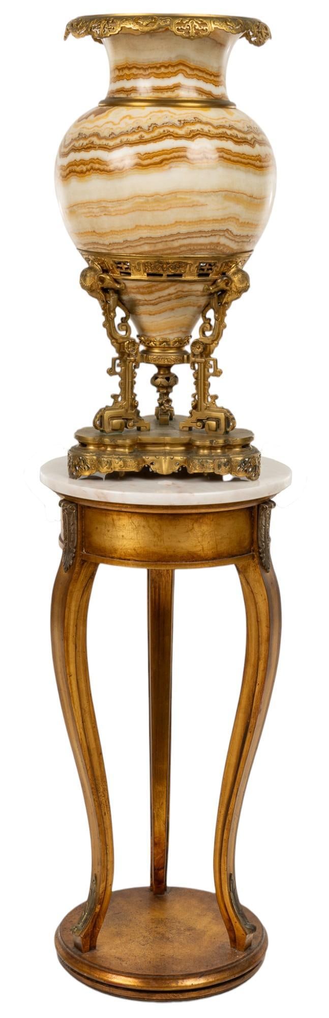 Bronze and Onyx Vase with Pedestal (1 of 10)