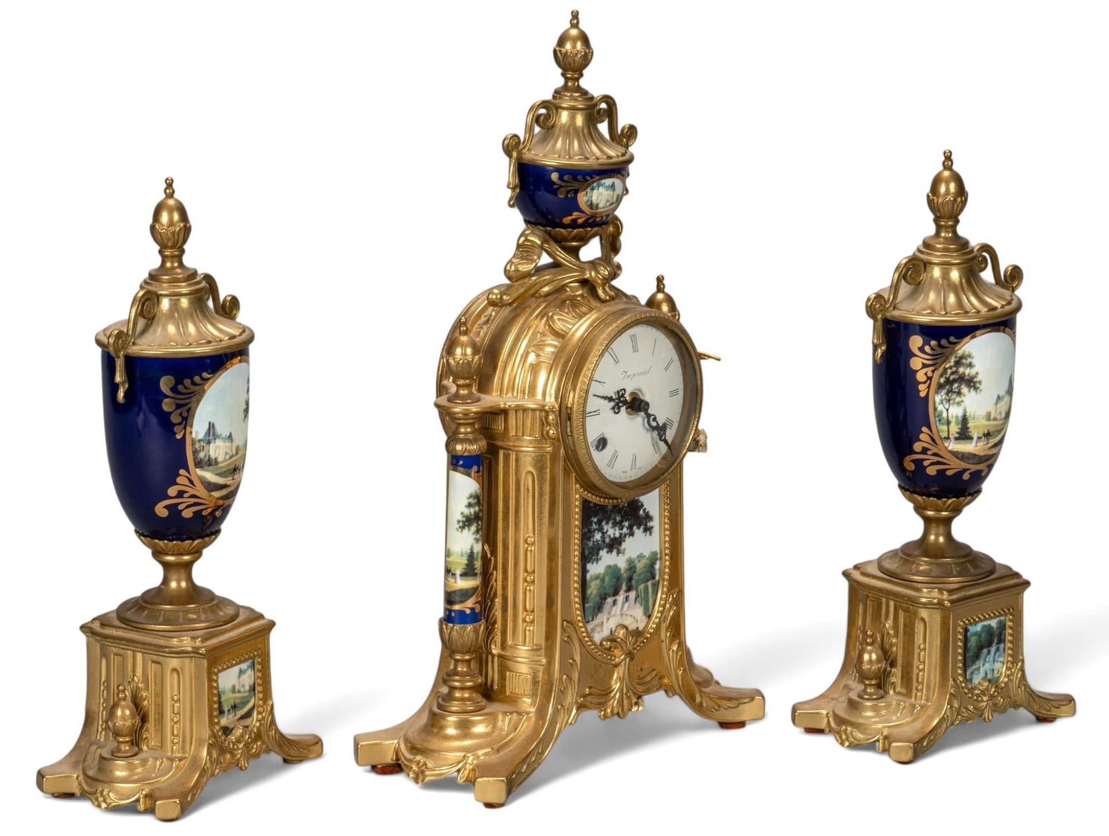 Three Piece Hermle Clock Garniture Set (1 of 14)
