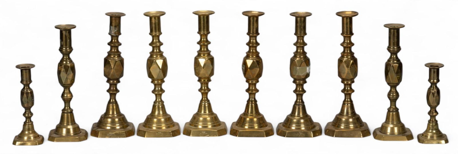 Collection of (10) Brass Candlesticks (1 of 12)