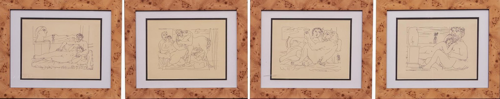 After Pablo Picasso, Collection of (4) Nude Prints, from The Vollard Suite: After Pablo Picasso (1881-1973), collection of four nude reproduction prints, to include "Sculptor at Rest with His Model, Anemones and Small Torso", "Minotaur, a Cup in the Hand, and a Yo