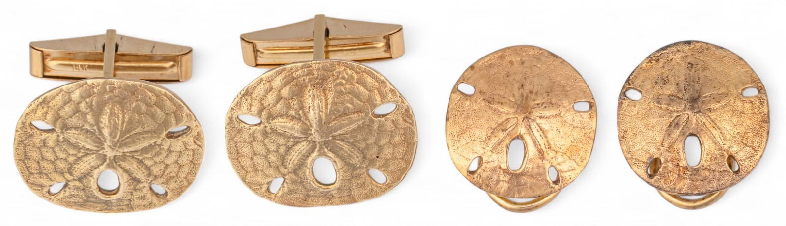 James Avery 14K Sand Dollar Cufflinks and Earrings (1 of 10)