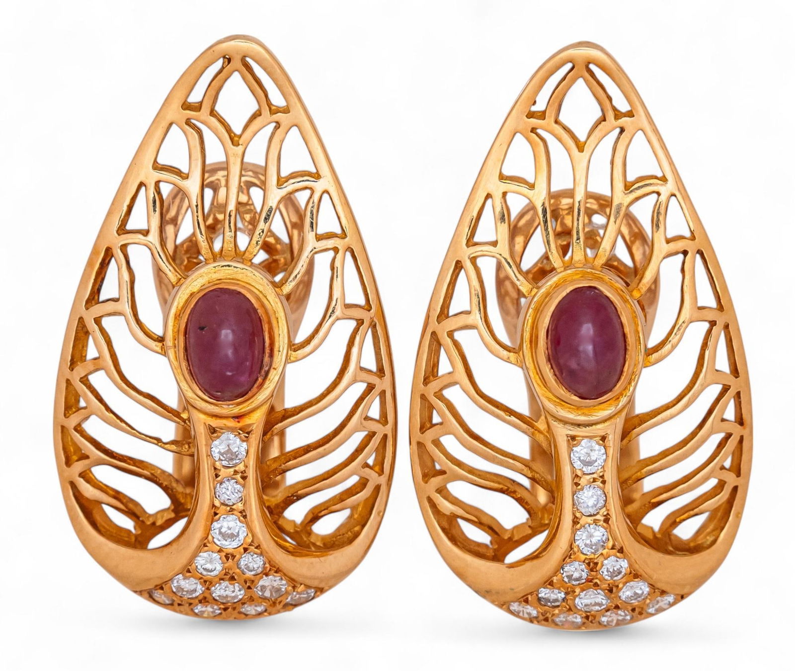 18K Grecian Ruby and Diamond Earrings (1 of 6)