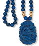 Beaded Lapis Carved Pendant Necklace