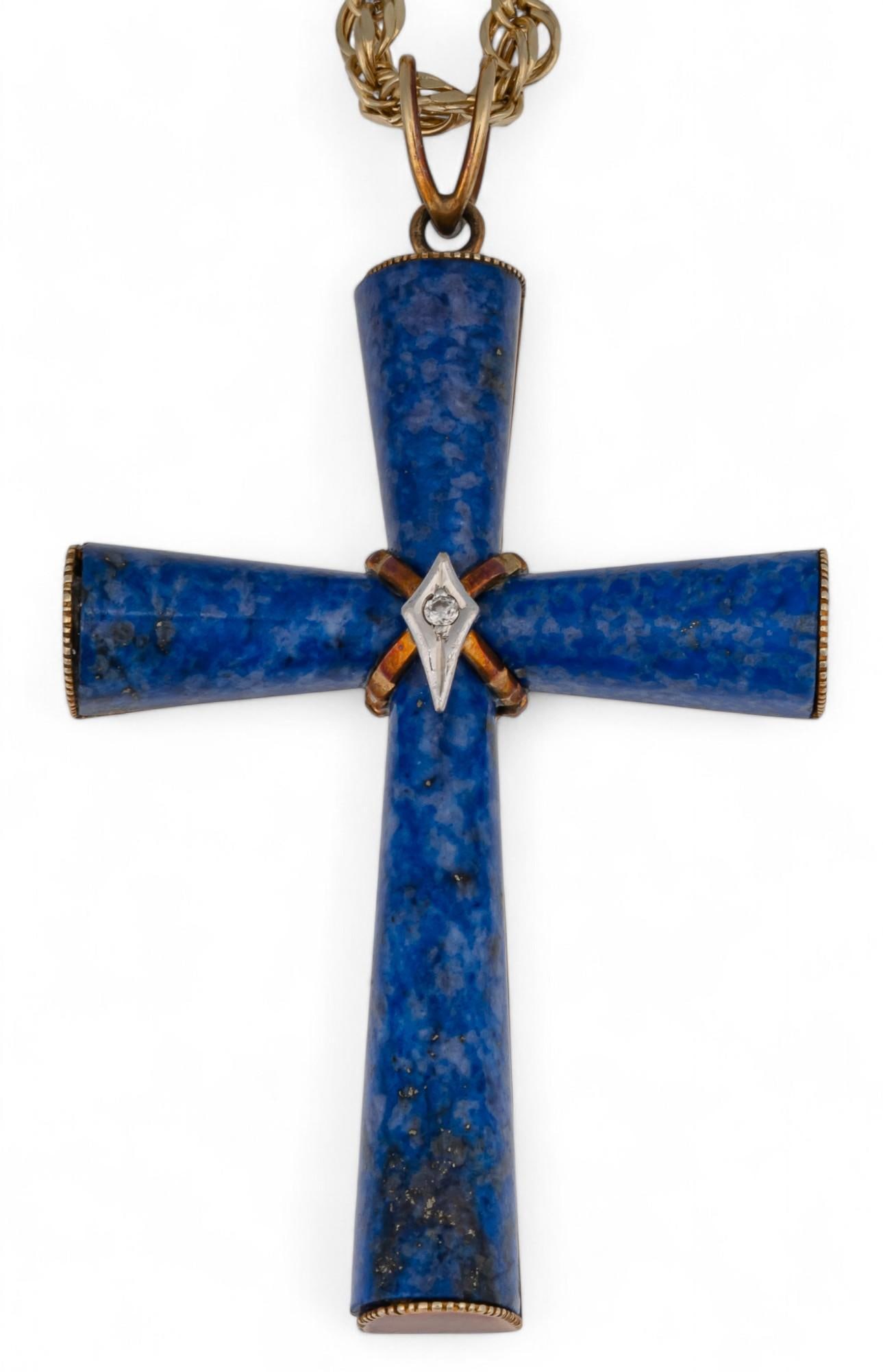 14K Lapis Cross Necklace (1 of 8)