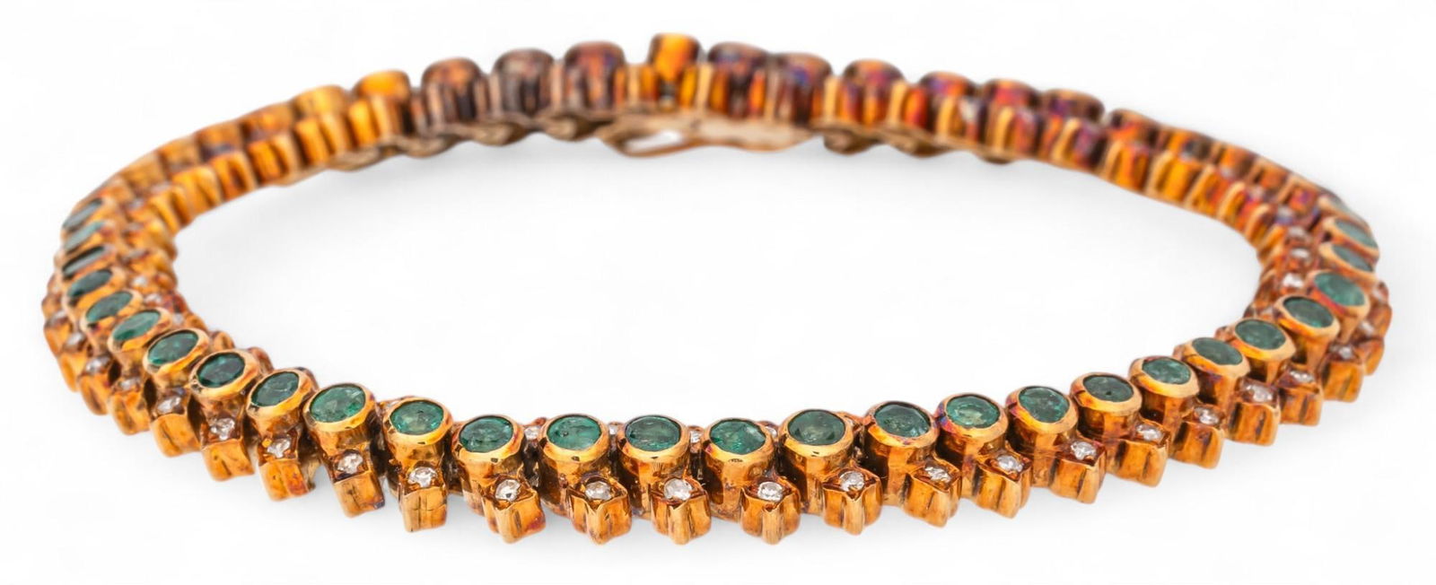 14K Emerald and Diamond Tennis Bracelet (1 of 8)