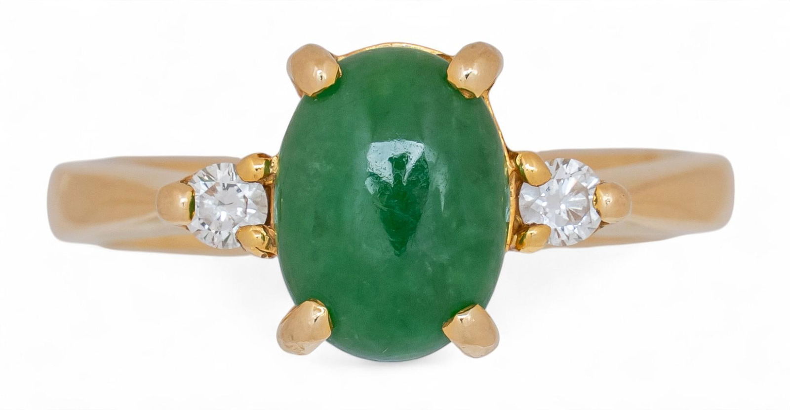 18K Cabochon Jade and Diamond Ring (1 of 6)