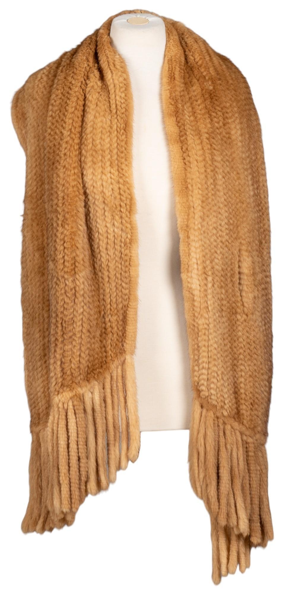 Brown Mink Fringe Shawl (1 of 6)