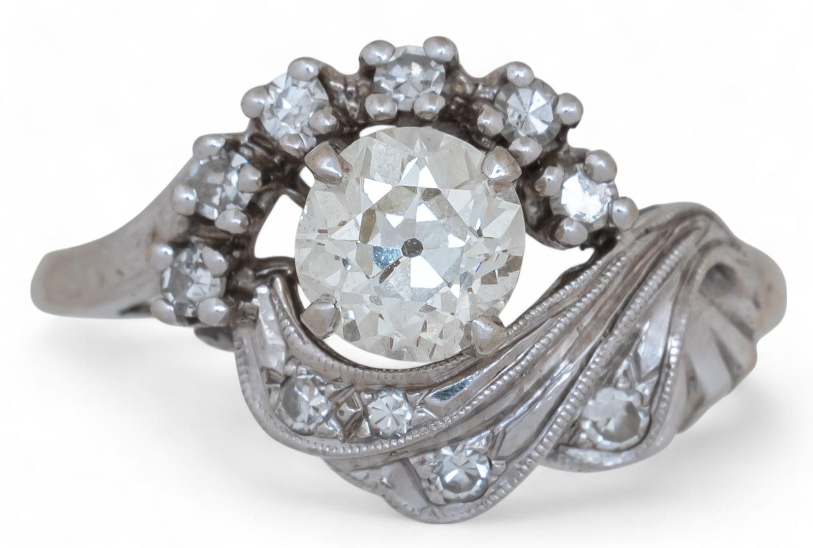 14K White Gold Vintage Diamond Engagement Ring (1 of 9)