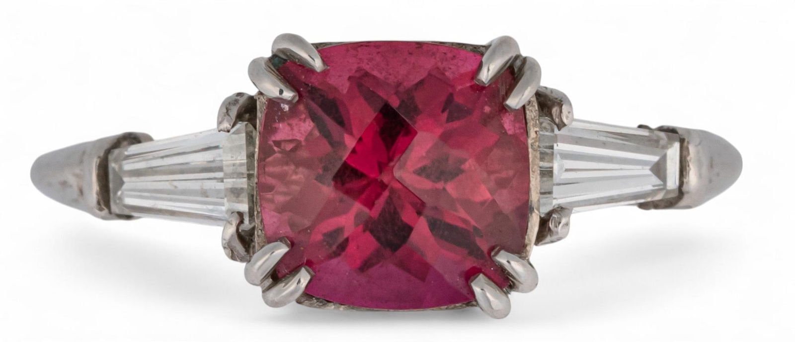 14K White Gold Pink Quartz and Diamond Ring (1 of 4)