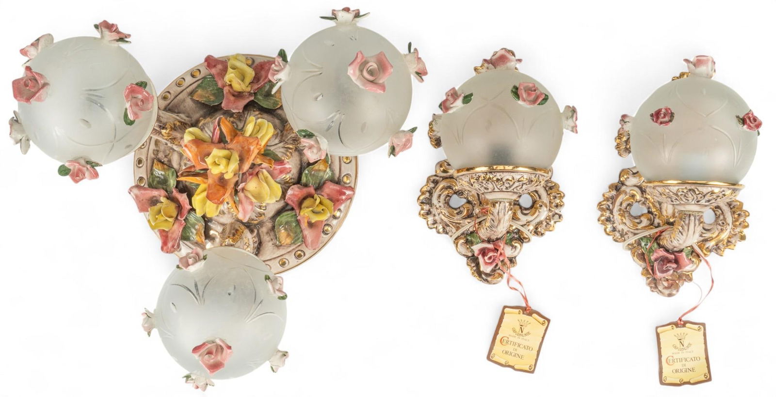 Collection of (3) Italian Capodimonte Hanging Lights (1 of 14)