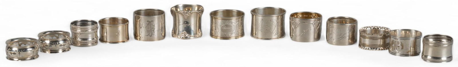 Set of (13) Assorted Sterling Silver Napkin Rings (1 of 13)