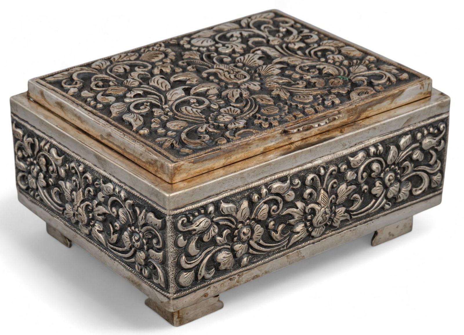 .800 Fine Sterling Silver Repousse Bowl (1 of 8)